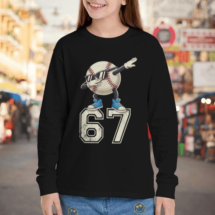Boys Kids 67 Six Seven Sunglasses Dabbing Baseball Lover Youth Long Sleeve Tee Boys Kids 67 Six Seven Sunglasses Dabbing Baseball Lover Youth Long Sleeve Tee