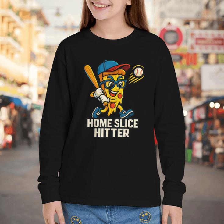 Boys Pizza Theme Baseball Home Hitter Youth Long Sleeve Tee Boys Pizza Theme Baseball Home Hitter Youth Long Sleeve Tee