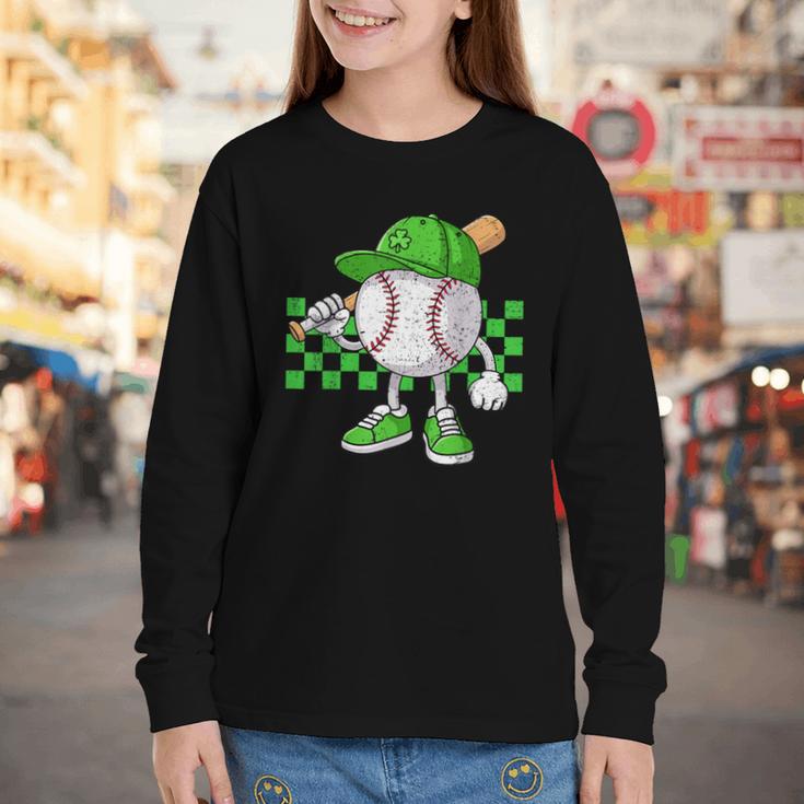 Boys St Patricks Day Baseball Player Pitcher Coach Kids Youth Long Sleeve Tee Boys St Patricks Day Baseball Player Pitcher Coach Kids Youth Long Sleeve Tee