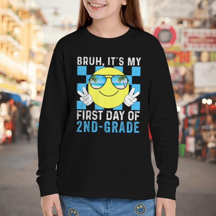 Bruh It's My First Day Of 2nd-Grade Back To School Kids Boys Youth Long Sleeve Tee