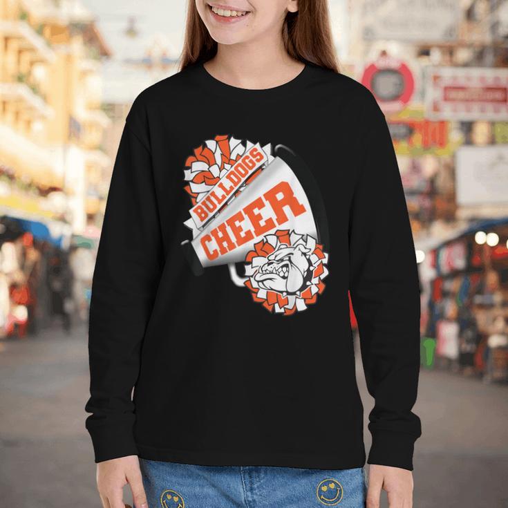 Bulldogs Cheerleading Back To School Cheer Team Orange Youth Long Sleeve Tee Bulldogs Cheerleading Back To School Cheer Team Orange Youth Long Sleeve Tee