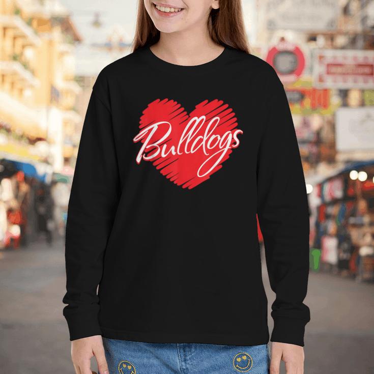 Bulldogs Heart Back To School Spirit R Youth Long Sleeve Tee Bulldogs Heart Back To School Spirit R Youth Long Sleeve Tee