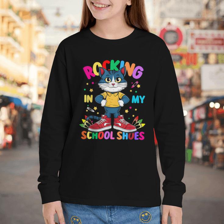 Cat Rocking In My School Shoes Back To School Kids Tee Youth Long Sleeve Tee Cat Rocking In My School Shoes Back To School Kids Tee Youth Long Sleeve Tee