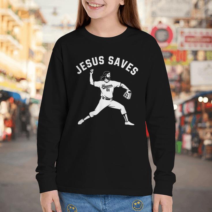 Christian Jesus Saves Baseball Pitcher Heaven 01 Sports Youth Long Sleeve Tee Christian Jesus Saves Baseball Pitcher Heaven 01 Sports Youth Long Sleeve Tee