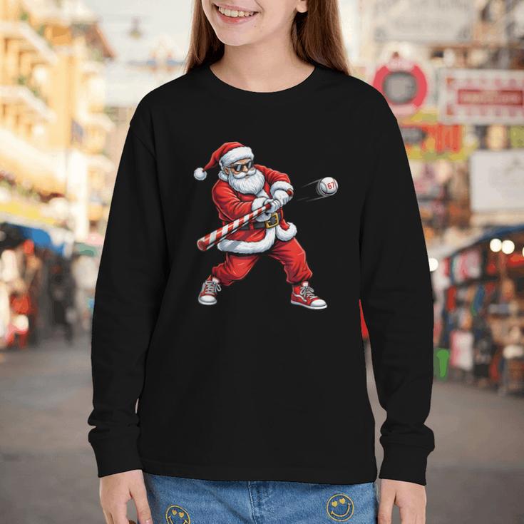 Christmas Baseball Player Santa Xmas Boys Men Toddler Youth Long Sleeve Tee Christmas Baseball Player Santa Xmas Boys Men Toddler Youth Long Sleeve Tee