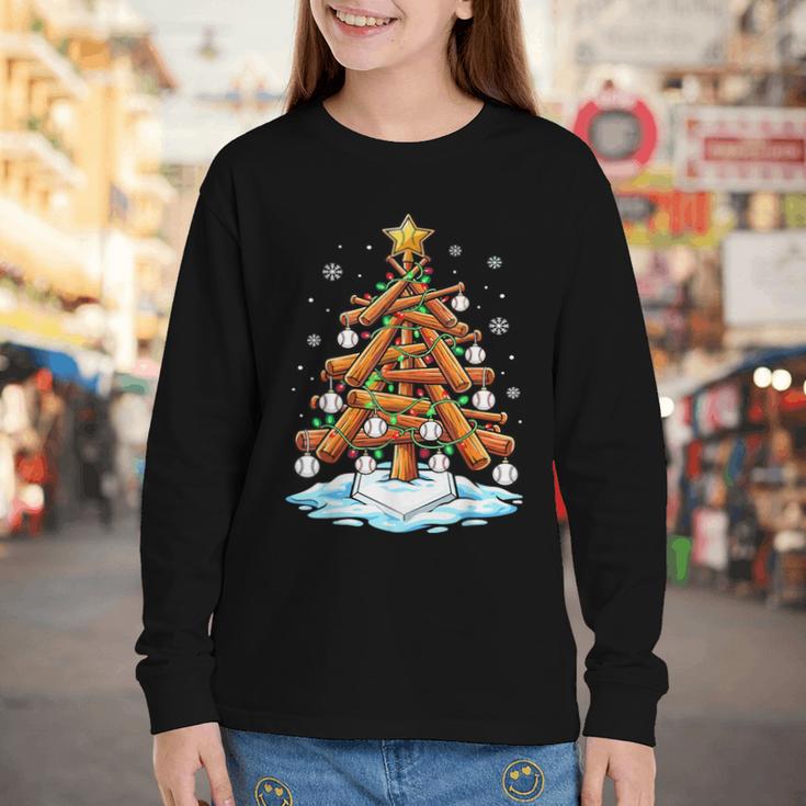 Christmas Baseball Tree Lights Xmas Youth Long Sleeve Tee Christmas Baseball Tree Lights Xmas Youth Long Sleeve Tee