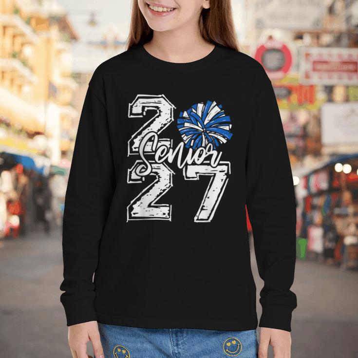 Class Of 2027 Cheer Blue Senior 2027 Back To School Youth Long Sleeve Tee Class Of 2027 Cheer Blue Senior 2027 Back To School Youth Long Sleeve Tee