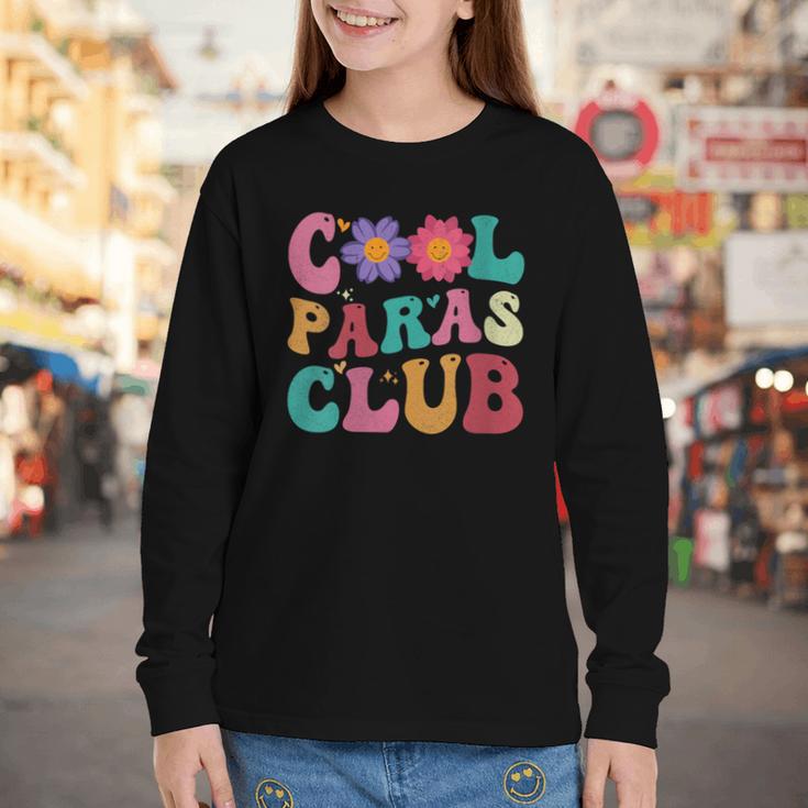 Cool Paras Club Paraprofessional Groovy Back To School Youth Long Sleeve Tee Cool Paras Club Paraprofessional Groovy Back To School Youth Long Sleeve Tee