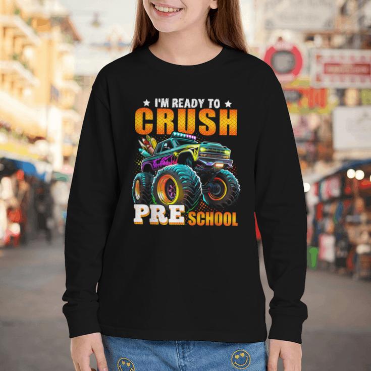 Crush Preschool Monster Truck Back To School Kids Boys Youth Long Sleeve Tee Crush Preschool Monster Truck Back To School Kids Boys Youth Long Sleeve Tee