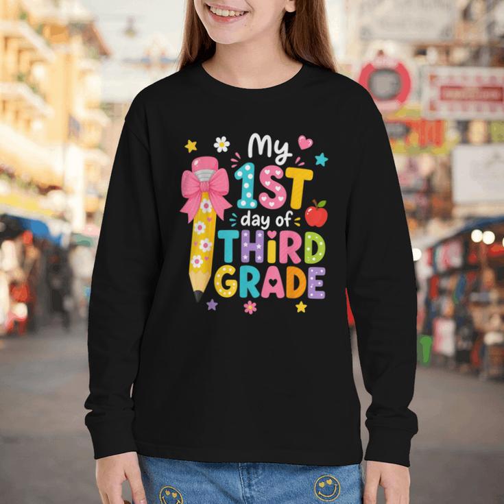 Cute My 1st Day Of Third Grade Pencil Back To School Girls Youth Long Sleeve Tee