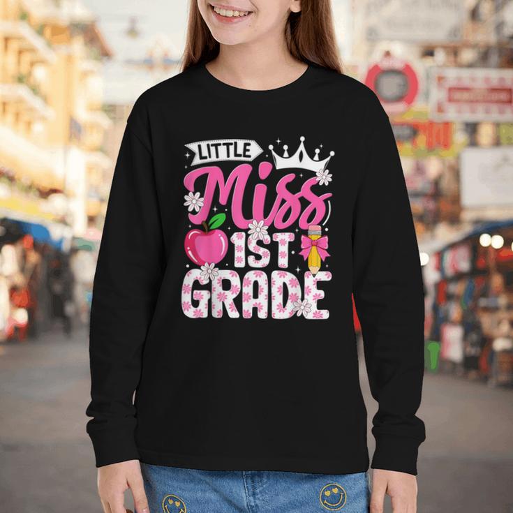 Cute Back To School 1st Grade Girls Kids First Day Of School Youth Long Sleeve Tee