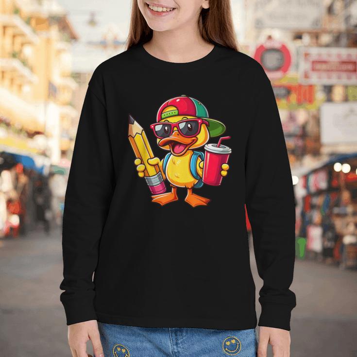 Cute Duck Lover Pencil Back To School Kids Boys Girls Youth Long Sleeve Tee Cute Duck Lover Pencil Back To School Kids Boys Girls Youth Long Sleeve Tee