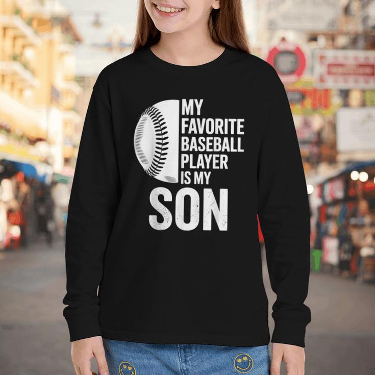 Cute Favorite Baseball Player Is My Son Women Men Youth Long Sleeve Tee Cute Favorite Baseball Player Is My Son Women Men Youth Long Sleeve Tee