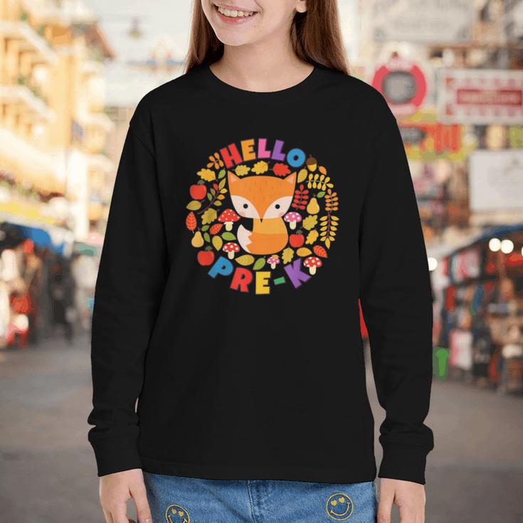 Cute Fox Back To School Woodland Animal Pre-K Youth Long Sleeve Tee Cute Fox Back To School Woodland Animal Pre-K Youth Long Sleeve Tee