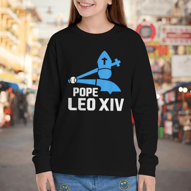 Da Pope Leo XIV Baseball Youth Long Sleeve Tee Da Pope Leo XIV Baseball Youth Long Sleeve Tee