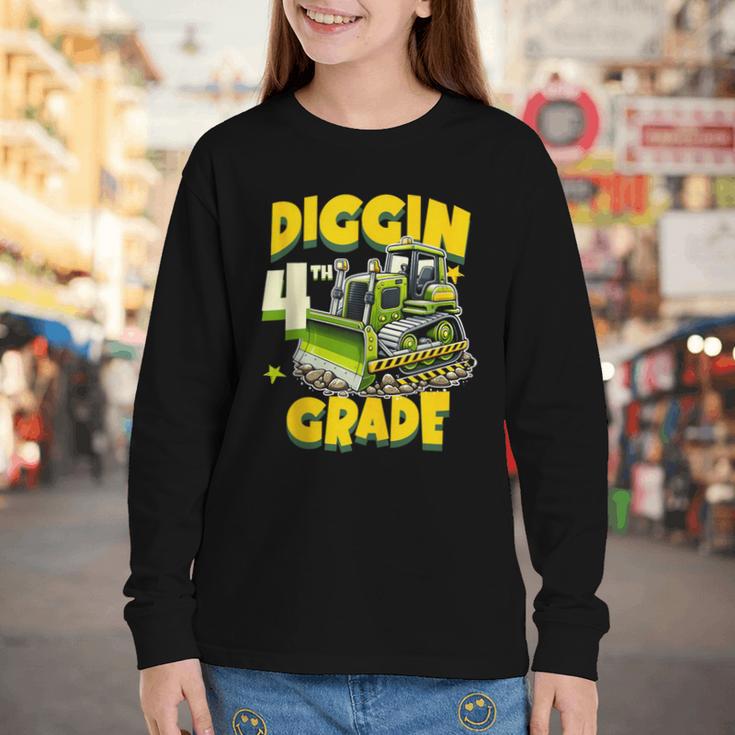 Diggin 4th Grade Bulldozer Back To School Youth Long Sleeve Tee Diggin 4th Grade Bulldozer Back To School Youth Long Sleeve Tee