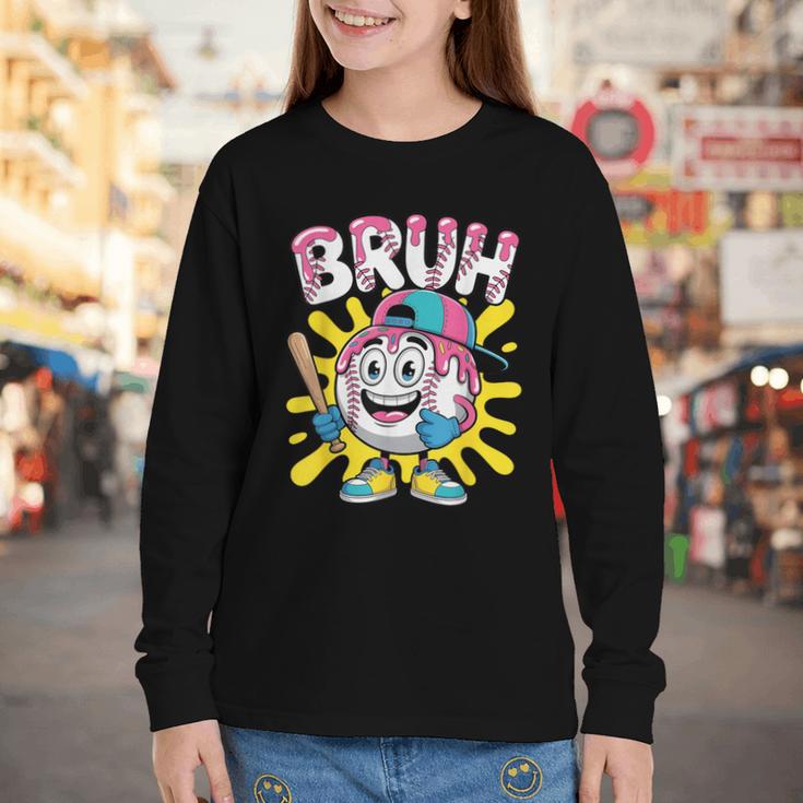 Drip Baseball Boy Youth Kid Ice Cream Dripping Baseball Bruh Youth Long Sleeve Tee Drip Baseball Boy Youth Kid Ice Cream Dripping Baseball Bruh Youth Long Sleeve Tee