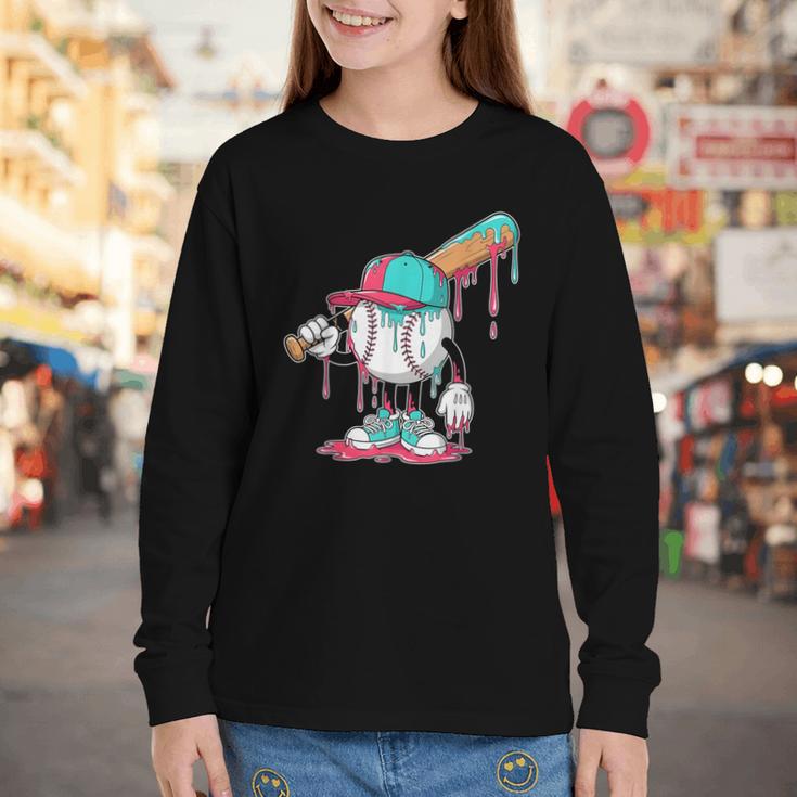 Drip Baseball For Boys Ice Cream Drip Youth Boys Sprinkles Youth Long Sleeve Tee