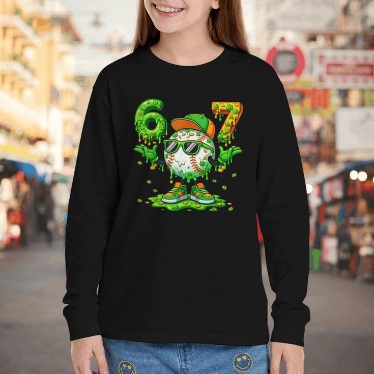 Drip Baseball Irish Shamrock St Patricks Men Boy Kid Youth Long Sleeve Tee