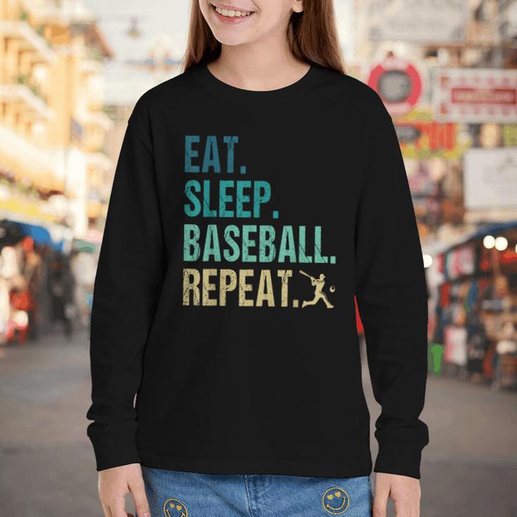Eat Sleep Baseball Repeat Baseball Player Baseball Youth Long Sleeve Tee