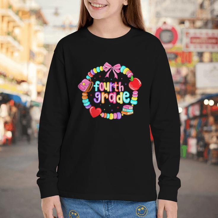 First Day Of 4th Grade Friendship Bracelet Back To School Youth Long Sleeve Tee