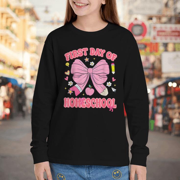 First Day Of Homeschool Coquette Back To School Girls Youth Long Sleeve Tee First Day Of Homeschool Coquette Back To School Girls Youth Long Sleeve Tee
