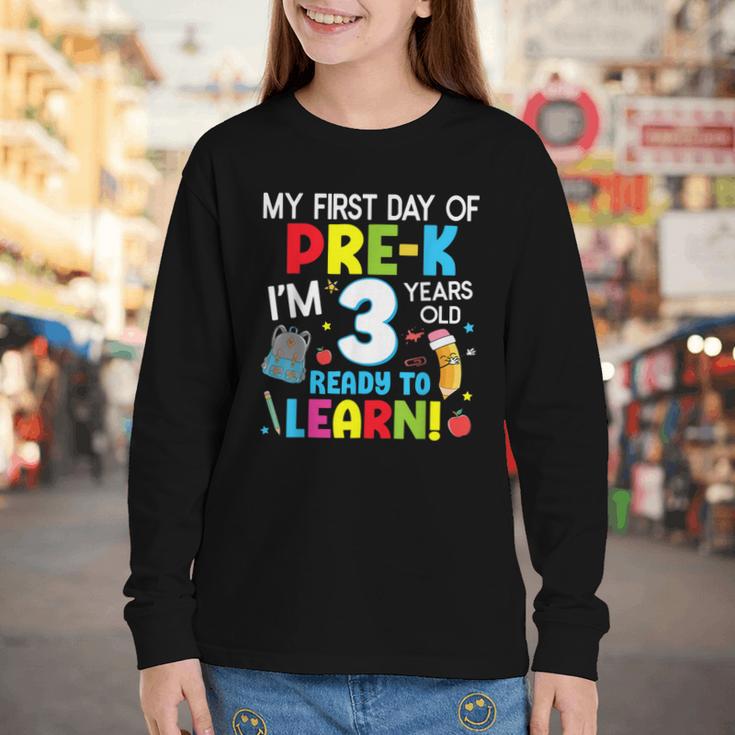 My First Day Of Pre-k Back To School Preschool Girls Boys Youth Long Sleeve Tee My First Day Of Pre-k Back To School Preschool Girls Boys Youth Long Sleeve Tee