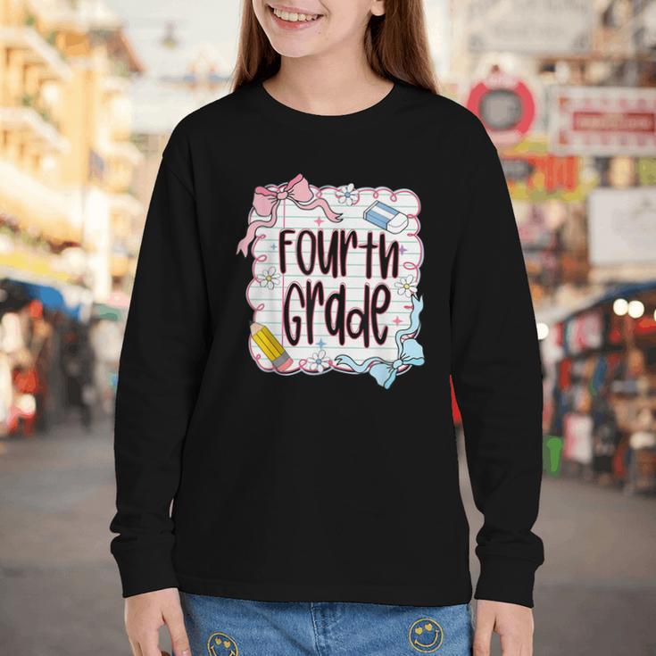 Fourth Grade Back To School For Girls Pink Notebook Youth Long Sleeve Tee Fourth Grade Back To School For Girls Pink Notebook Youth Long Sleeve Tee