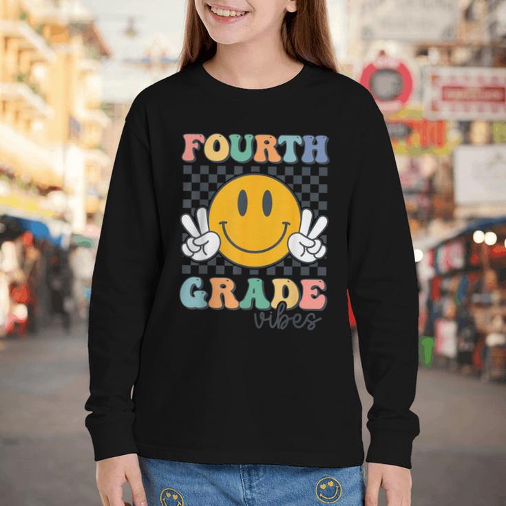 Fourth Grade Vibes Retro Smile Back To School 4th Grade Team Youth Long Sleeve Tee Fourth Grade Vibes Retro Smile Back To School 4th Grade Team Youth Long Sleeve Tee