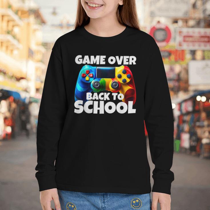 Game Over Back To School Gaming Controller Kids Gamer Youth Long Sleeve Tee