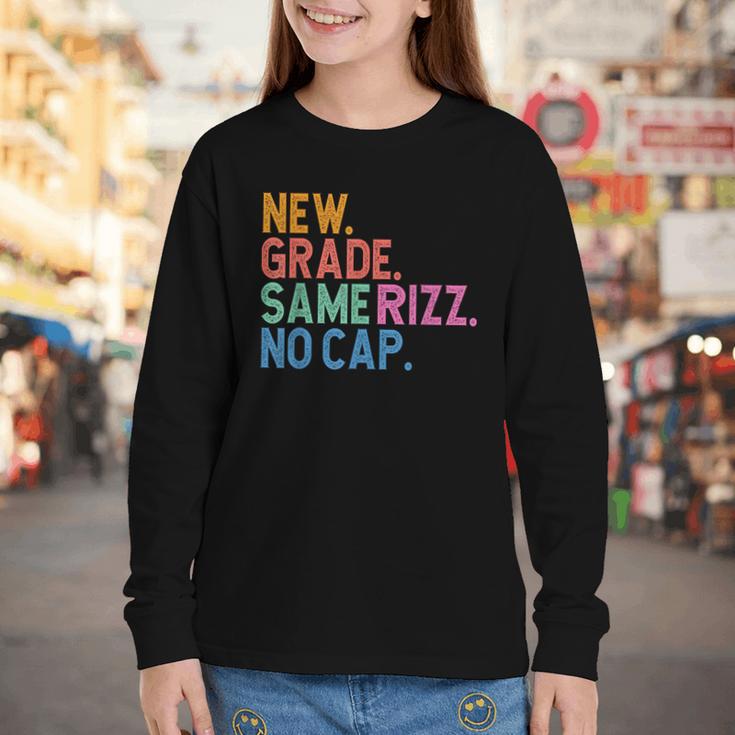 Gen Z Back To School New Grade Same Rizz No Cap Youth Long Sleeve Tee