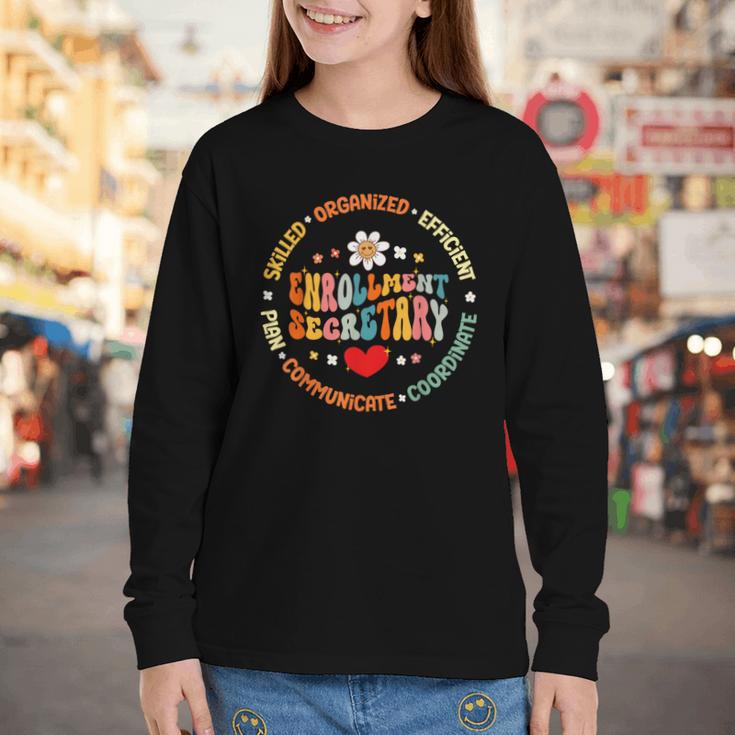 Groovy Enrollment Secretary Back To School Youth Long Sleeve Tee Groovy Enrollment Secretary Back To School Youth Long Sleeve Tee