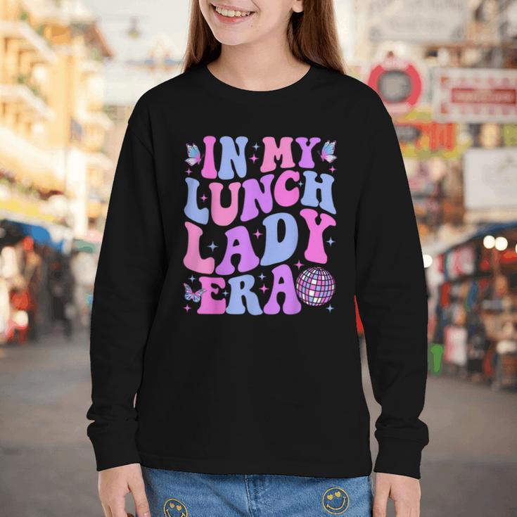 Groovy In My Lunch Lady Era Cafeteria Back To School Youth Long Sleeve Tee Groovy In My Lunch Lady Era Cafeteria Back To School Youth Long Sleeve Tee