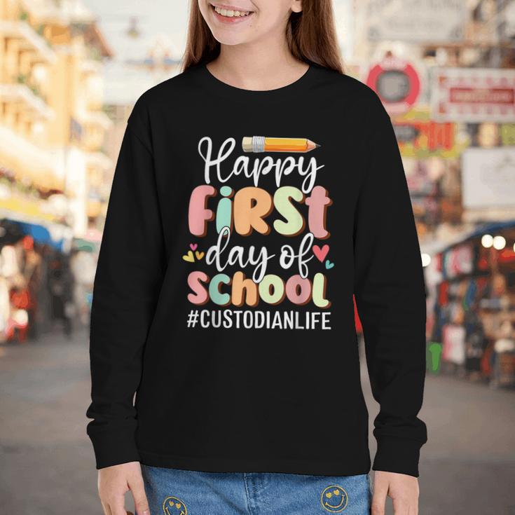 Happy First Day Of School Custodian Life Back To School Youth Long Sleeve Tee Happy First Day Of School Custodian Life Back To School Youth Long Sleeve Tee