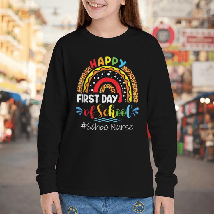 Happy First Day Of School Nurse Rainbow Back To School Youth Long Sleeve Tee Happy First Day Of School Nurse Rainbow Back To School Youth Long Sleeve Tee