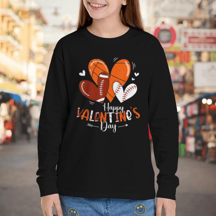 Happy Valentines Day Basketball Baseball Football Boys Youth Long Sleeve Tee Happy Valentines Day Basketball Baseball Football Boys Youth Long Sleeve Tee