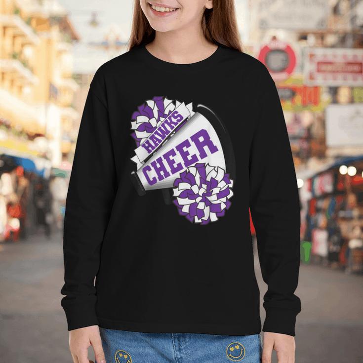 Hawks Cheer Back To School Cheerleading Spirit P Youth Long Sleeve Tee Hawks Cheer Back To School Cheerleading Spirit P Youth Long Sleeve Tee