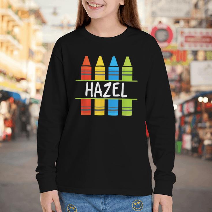 Hazel Crayon Back To School Kids Youth Long Sleeve Tee Hazel Crayon Back To School Kids Youth Long Sleeve Tee