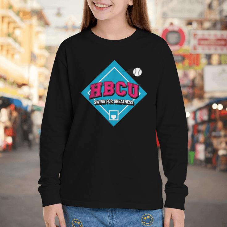 HBCU Swing For Greatness Baseball Softball College Apparel Youth Long Sleeve Tee HBCU Swing For Greatness Baseball Softball College Apparel Youth Long Sleeve Tee