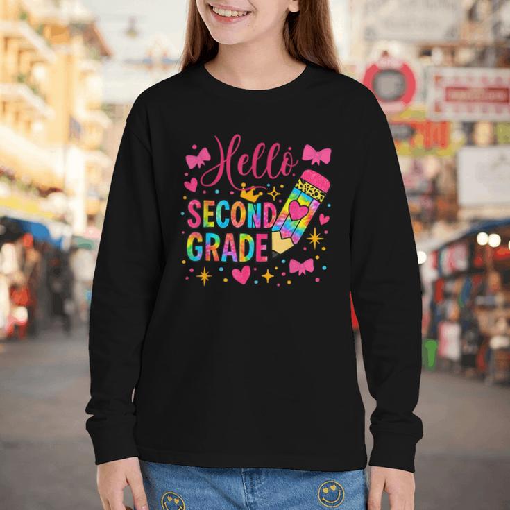 Hello Second Grade Colorful Pencil Tie Dye Back To School Youth Long Sleeve Tee Hello Second Grade Colorful Pencil Tie Dye Back To School Youth Long Sleeve Tee