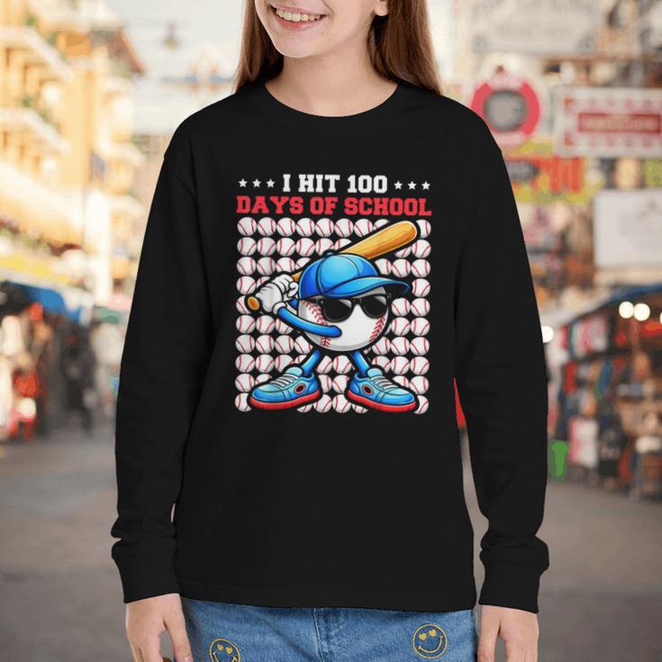 I Hit 100 Days Of School Baseball Player Kids Boys Son Youth Long Sleeve Tee I Hit 100 Days Of School Baseball Player Kids Boys Son Youth Long Sleeve Tee
