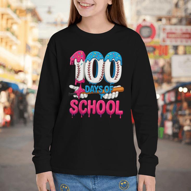 HUGvyn 100 Days Of School Baseball Ice Cream Teacher Student Youth Long Sleeve Tee HUGvyn 100 Days Of School Baseball Ice Cream Teacher Student Youth Long Sleeve Tee
