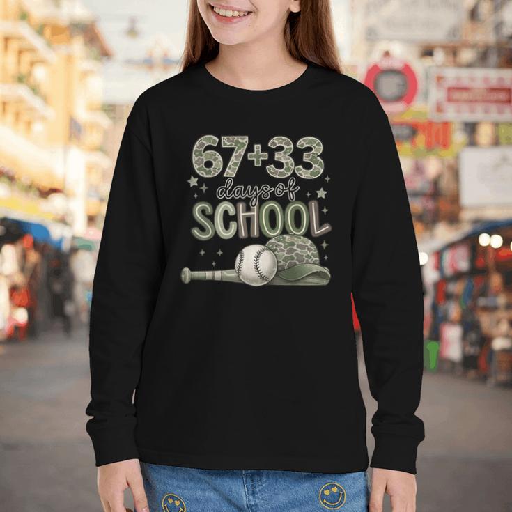 HUGvyn 6733 Days Of School Baseball 100 Days Camo Cap Boys Youth Long Sleeve Tee