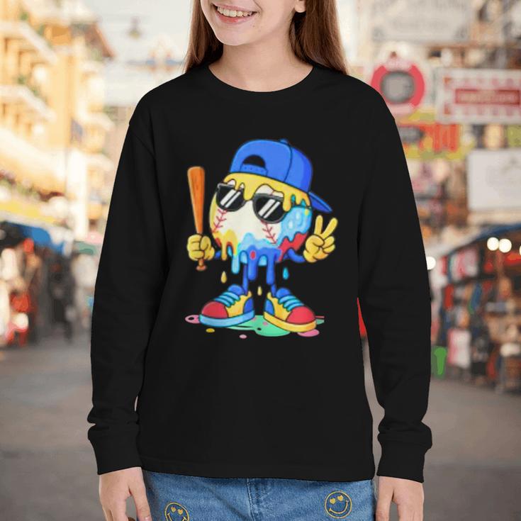 Ice Cream Baseball Drip Spots Sprinkle For Boys Youth Kids Youth Long Sleeve Tee Ice Cream Baseball Drip Spots Sprinkle For Boys Youth Kids Youth Long Sleeve Tee