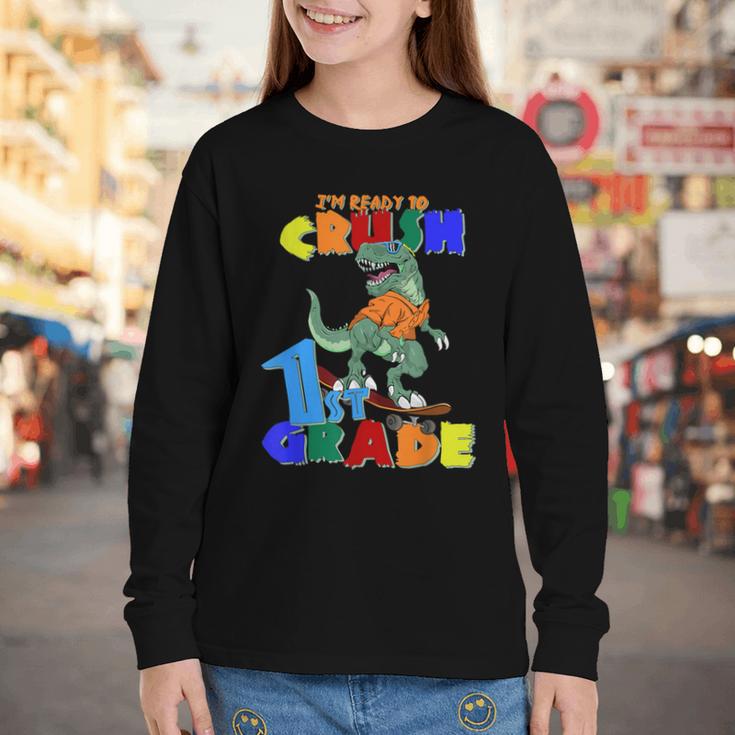 I'm Ready To Crush 1st Grade Dinosaur Back To School T-Rex Youth Long Sleeve Tee I'm Ready To Crush 1st Grade Dinosaur Back To School T-Rex Youth Long Sleeve Tee