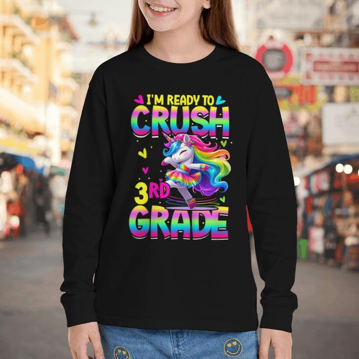 I'm Ready To Crush 3rd Grade Back To School Dancing Unicorn Youth Long Sleeve Tee I'm Ready To Crush 3rd Grade Back To School Dancing Unicorn Youth Long Sleeve Tee
