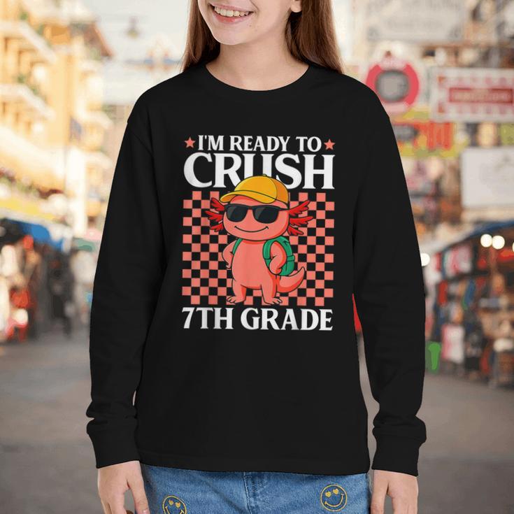 I'm Ready To Crush 7th Grade Axolotl Back To School Youth Long Sleeve Tee