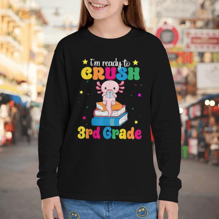 I'm Ready To Crush Third 3rd Grade Axolotl Back To School Youth Long Sleeve Tee I'm Ready To Crush Third 3rd Grade Axolotl Back To School Youth Long Sleeve Tee