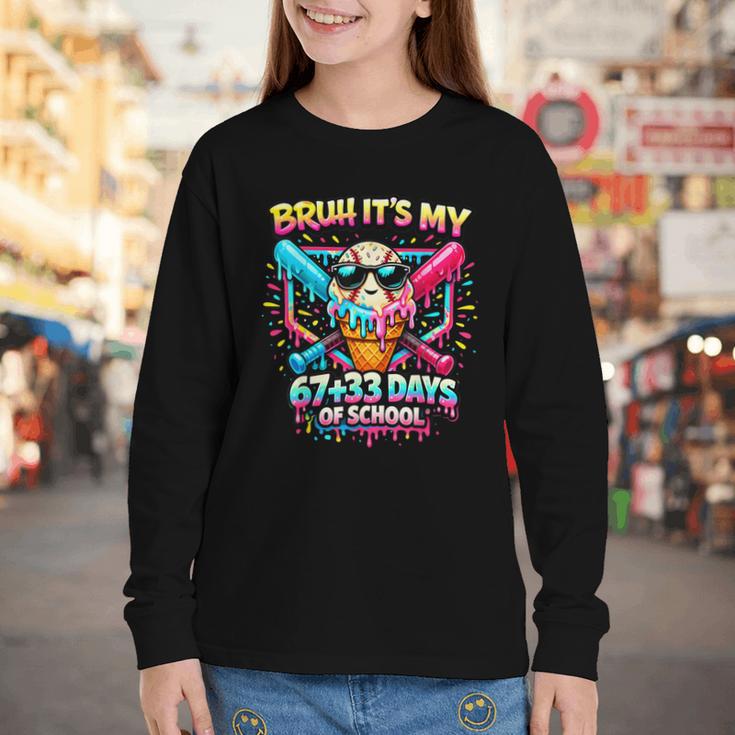 It's My 6733 Days Of School Baseball Ice Cream Dripping Youth Long Sleeve Tee