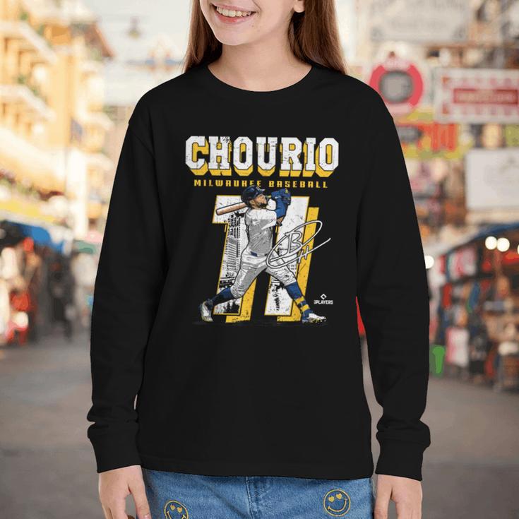 Jackson Chourio Milwaukee MLB Baseball Player MLBJCH201M Youth Long Sleeve Tee Jackson Chourio Milwaukee MLB Baseball Player MLBJCH201M Youth Long Sleeve Tee